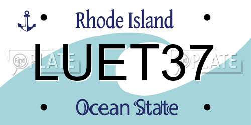 LUET37 Rhode Island License Plate