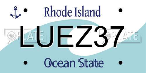 LUEZ37 Rhode Island License Plate