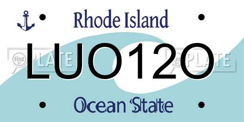 LUO12O Rhode Island License Plate