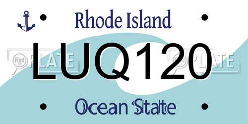 LUQ120 Rhode Island License Plate