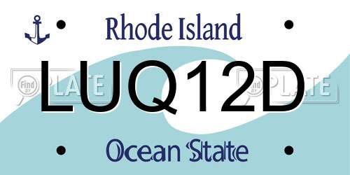 LUQ12D Rhode Island License Plate