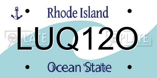 LUQ12O Rhode Island License Plate
