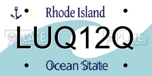LUQ12Q Rhode Island License Plate