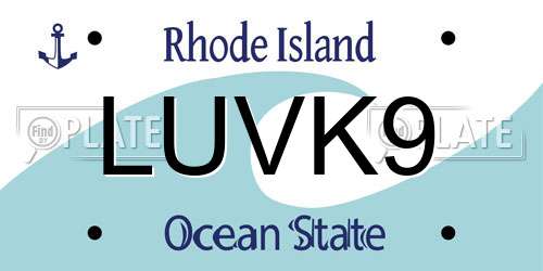 LUVK9 Rhode Island License Plate