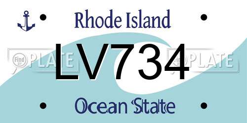 LV734 Rhode Island License Plate