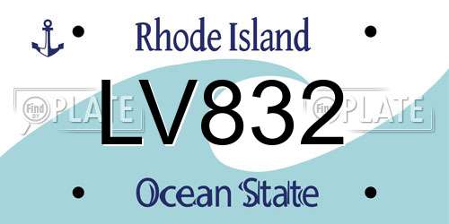 LV832 Rhode Island License Plate