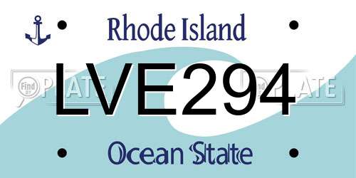LVE294 Rhode Island License Plate