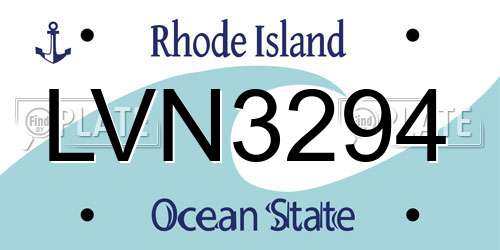 LVN3294 Rhode Island License Plate