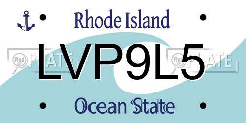 LVP9L5 Rhode Island License Plate