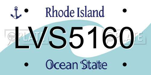 LVS5160 Rhode Island License Plate