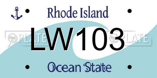 LW103 Rhode Island License Plate