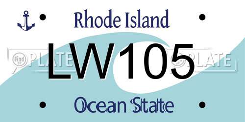 LW105 Rhode Island License Plate