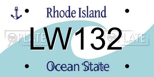 LW132 Rhode Island License Plate