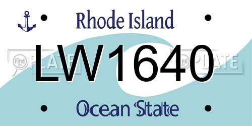 LW1640 Rhode Island License Plate