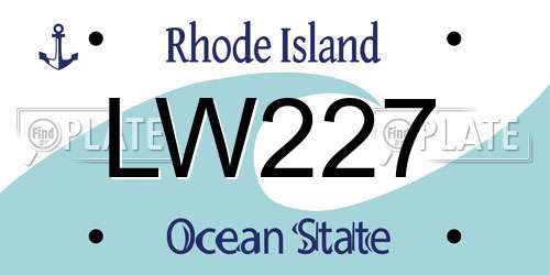 LW227 Rhode Island License Plate