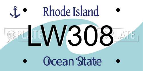 LW308 Rhode Island License Plate