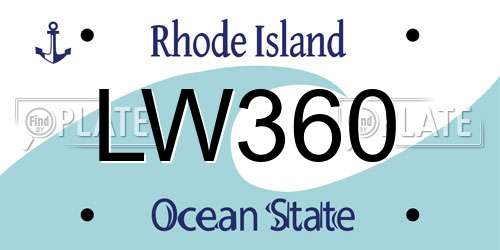 LW360 Rhode Island License Plate