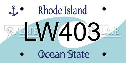 LW403 Rhode Island License Plate