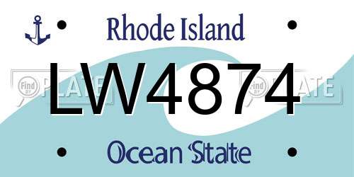 LW4874 Rhode Island License Plate