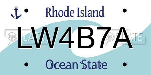 LW4B7A Rhode Island License Plate