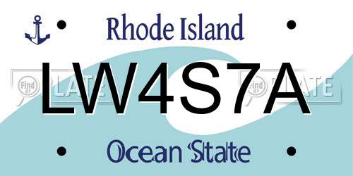 LW4S7A Rhode Island License Plate