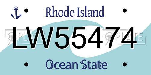 LW55474 Rhode Island License Plate