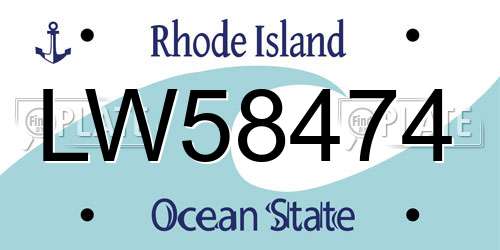 LW58474 Rhode Island License Plate