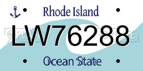 LW76288 Rhode Island License Plate