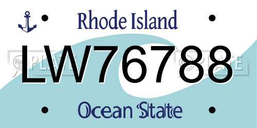 LW76788 Rhode Island License Plate