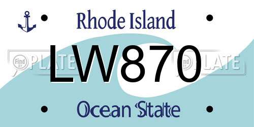 LW870 Rhode Island License Plate