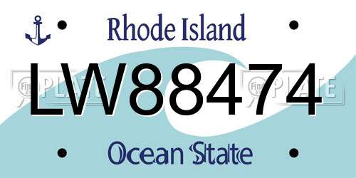 LW88474 Rhode Island License Plate