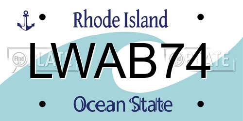 LWAB74 Rhode Island License Plate