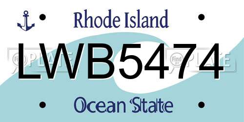 LWB5474 Rhode Island License Plate