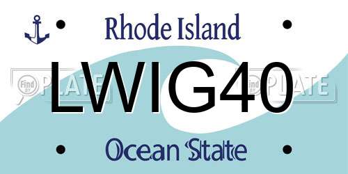 LWIG40 Rhode Island License Plate