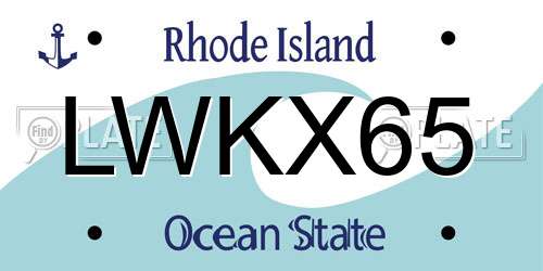 LWKX65 Rhode Island License Plate