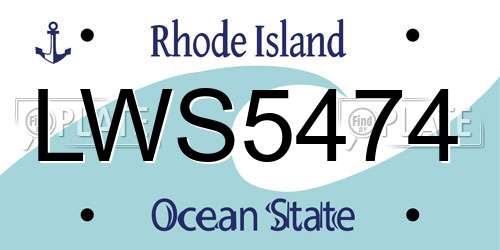 LWS5474 Rhode Island License Plate
