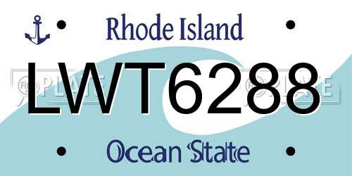 LWT6288 Rhode Island License Plate