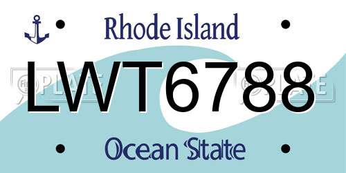 LWT6788 Rhode Island License Plate