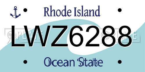 LWZ6288 Rhode Island License Plate