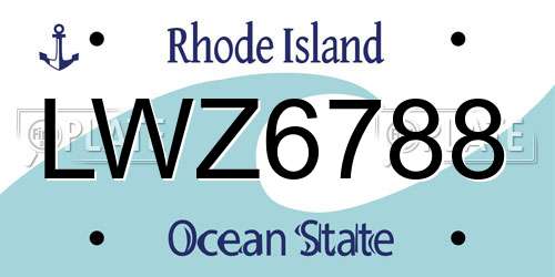 LWZ6788 Rhode Island License Plate