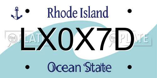 LX0X7D Rhode Island License Plate