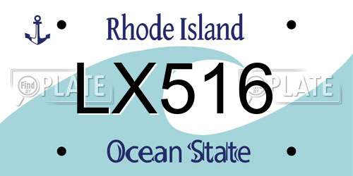 LX516 Rhode Island License Plate
