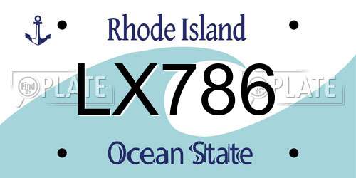 LX786 Rhode Island License Plate