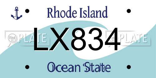 LX834 Rhode Island License Plate