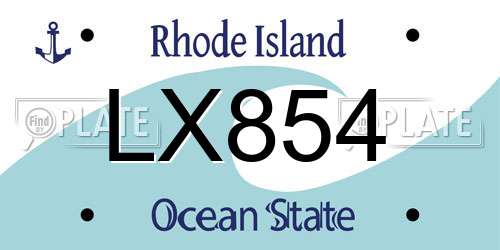 LX854 Rhode Island License Plate