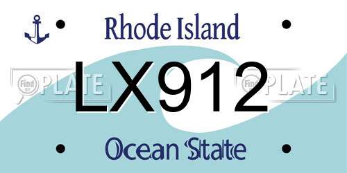 LX912 Rhode Island License Plate