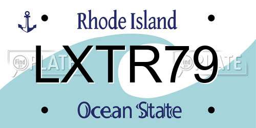 LXTR79 Rhode Island License Plate