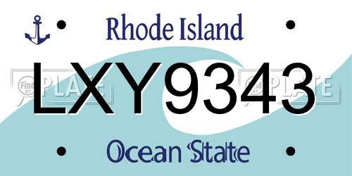 LXY9343 Rhode Island License Plate