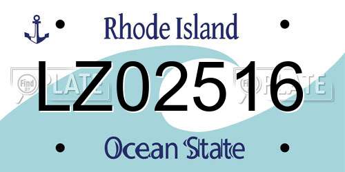 LZ02516 Rhode Island License Plate