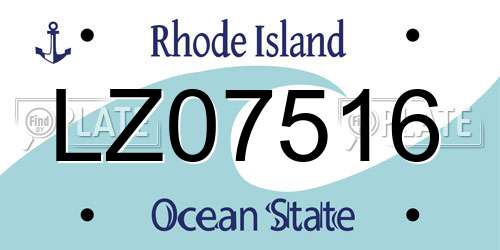 LZ07516 Rhode Island License Plate